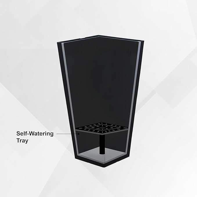 XBrand Modern 30-Inch Tall Square Planter, Tapered, Indoor & Outdoor, Patio Decor, Gray