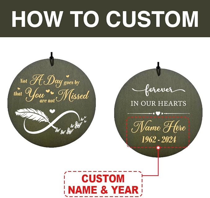 Personalized Memorial Wind Chimes 36inch, Sympathy Gifts, Feather Butterfly Mourn Wind Chimes, Custom Name Wind Chime for Loss of Loved Dad/Mom for Funeral (Produced in USA)