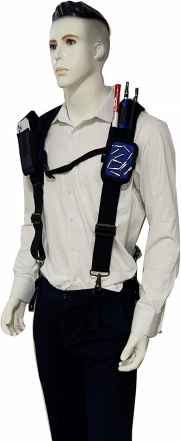 Tool Belt Suspenders for Work Belt Heavy Duty Padded with Magnetic WristBand Attachment Loops for Men