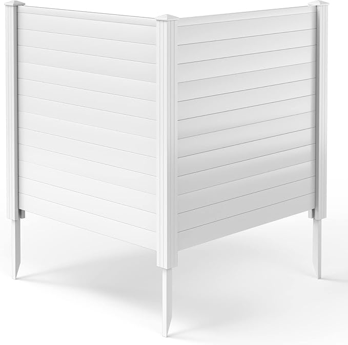 RELAX4LIFE Privacy Fence Screen, PVC Decorative Garden Fence Vinyl Fence Panels W/3 Cuspidal Stakes, Trash Enclosure 48" W x 48" H Air Conditioner Fence for Garden Yard Patio Lawn (1, White)