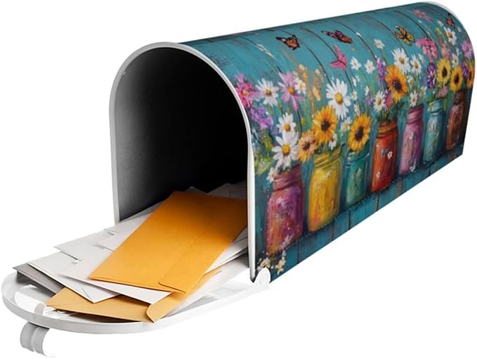 Flower Butterfly Mailbox Covers Magnetic Letterbox Covers 21x18 Inch for Garden Outdoor Decoration