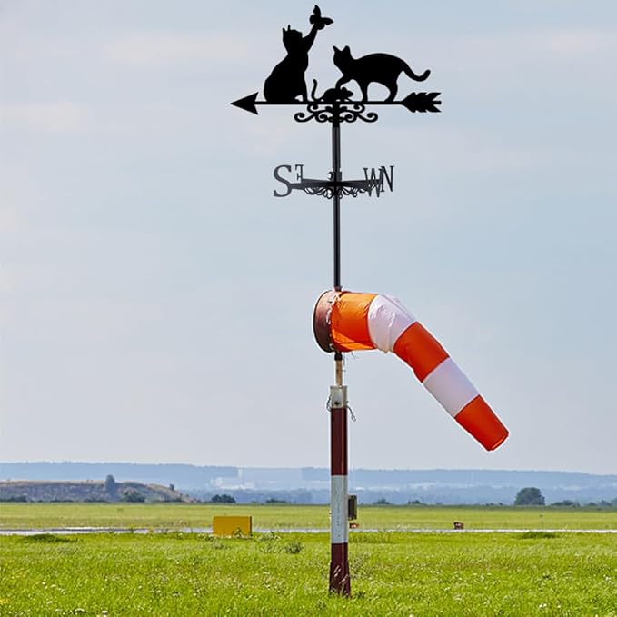 SUPERDANT Cats Weather Vane Cat Butterfly Wind Vanes for Yard Meadow Metal Weathervane Roof Mount for Gardens Outside Black Weathervanes Farmhouse Farm Barn Sheds Patio Decorations Gifts