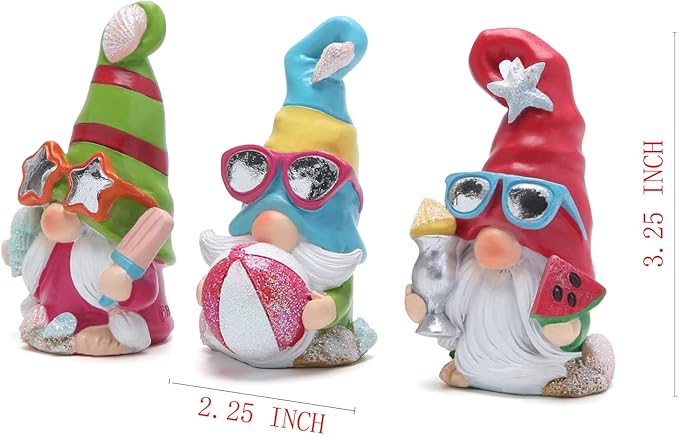 Hodao 3PCS Summer Gnomes Decor Sea Star Shell Elf Handmade Beach Swedish Gnomes Decorations for Home Scandinavian Elf Decorations Home Ornaments Summer Gnome Figurines