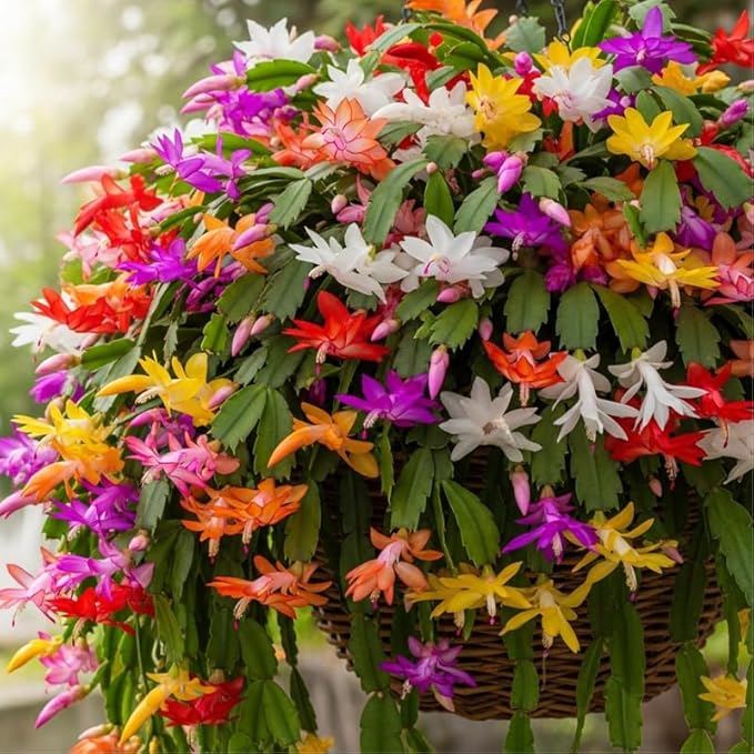 2 Random Christmas Cactus Plants Live, True Thanksgiving Cactus Live Size 6-9" Inches Tall, Ready to Blooms, Holiday Houseplant, Cold Hardy, Bloom in Winter