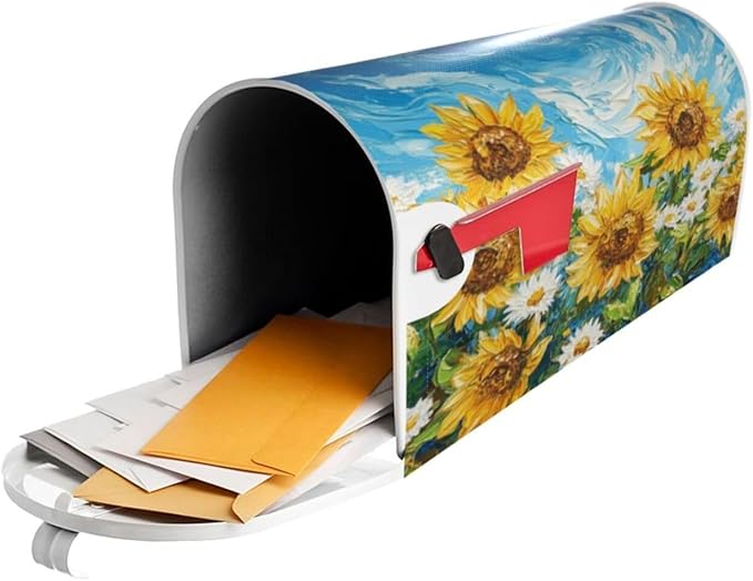 Mailbox Covers Sunflower Daisy Flower Art Magnetic Letter Post Box Cover Standard Size 21 x 18 Inch Garden Yard Home Decorative