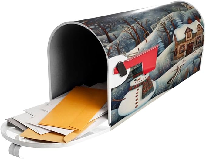 DADABULIU Mailbox Covers Snowman Forest Winter House Snowman Forest Winter House Magnetic Letter Post Box Cover Standard Size 21 x 18 Inch Garden Yard Home Decorative