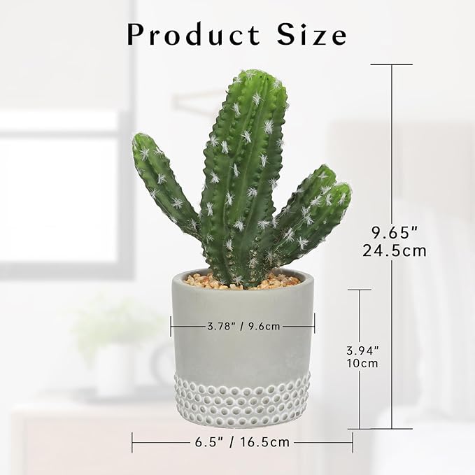 DILATATA 13' Small Fake Cactus Plant Potted 'San Pedro Cactus' Faux Cacti for Home Garden Office Decor Housewarming Gifts