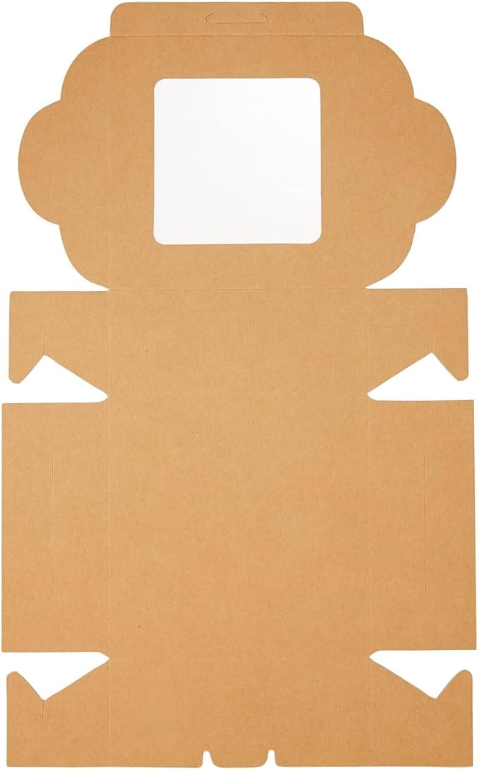Juvale Cookie Boxes with Window - 50-Pack 6x6x2.5 in, Brown Paperboard - Bakery Boxes for Cookies, Cupcakes & Muffins