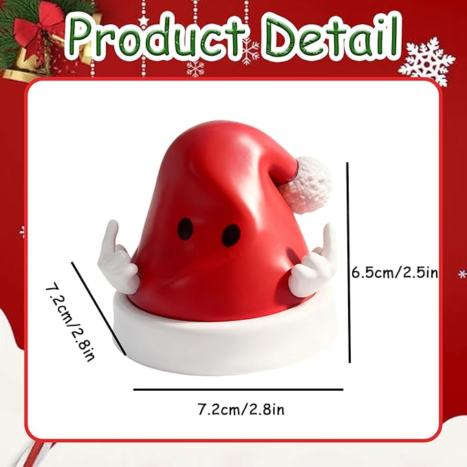 Christmas Hat Figurines Decorations Indoor Cute Xmas Hat Figurines with Gestures Design for Holiday Decor Desktop Decorations for Table Fireplace Mantle Winter Xmas Gifts