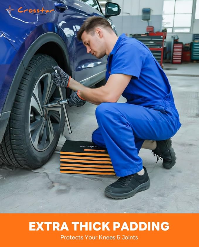 Crosstar 0.9" Thick Foldable Kneeling Pad with Handle & Storage Belt, 5 Fold Comfortable EVA Foam Knee Pad for Gardening, Workshop, Camping, Home Gym, Yard Work – Non-Slip, Waterproof