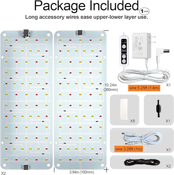 DOMMIA Grow Light, 20W Ultra-Thin Panel Grow Lights for Indoor Plants, High PPFD Full Spectrum, Dimmable, 6/12/16H Timer Auto on/Off, Suitable for Indoor Growing, Warm White 2-Pack