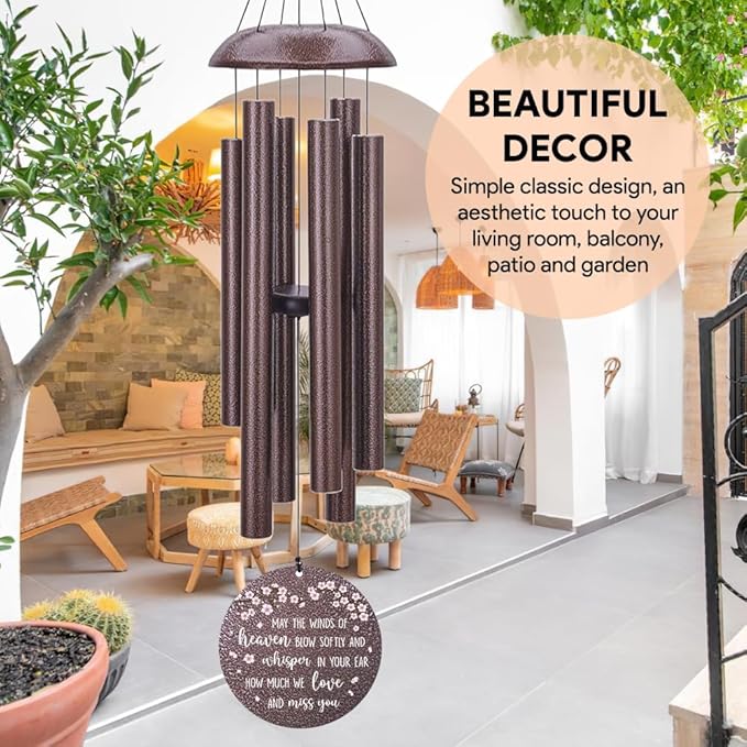 Personalized Wind Chimes, 45inch Peach Blossom Sympathy Wind Chime, in Loving Memory for Loss of Loved Dad/Mom, Bereavement Condolences Gifts for Funeral (Produced in USA)