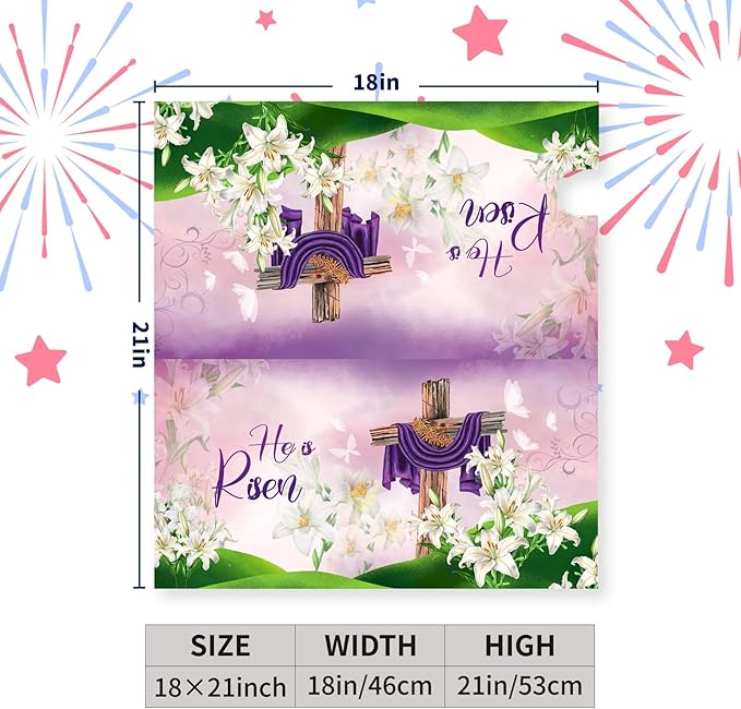 Easter Mailbox Covers Magnetic Standard Size Cross Religious He is Risen Mailbox Post Cover Spring Lilies Floral Mailbox Wraps Waterproof Decor for Garden Yard Home 21x18 Inch