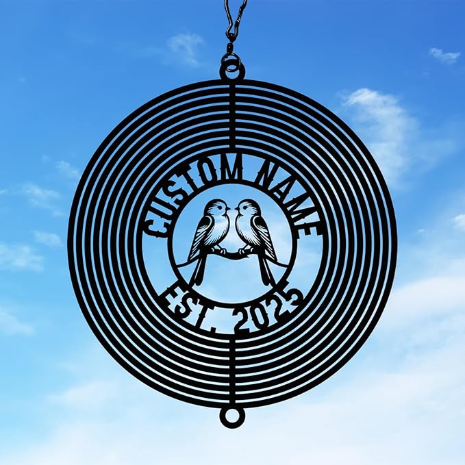 Personalized Metal Wind Spinners, Custom Last Name Garden Wind Spinners, Hanging Outdoor Decor, Hanging Wind Spinner for Indoor Yard Lawn Patio Porch, Garden Decor Gift for Women Men Color01