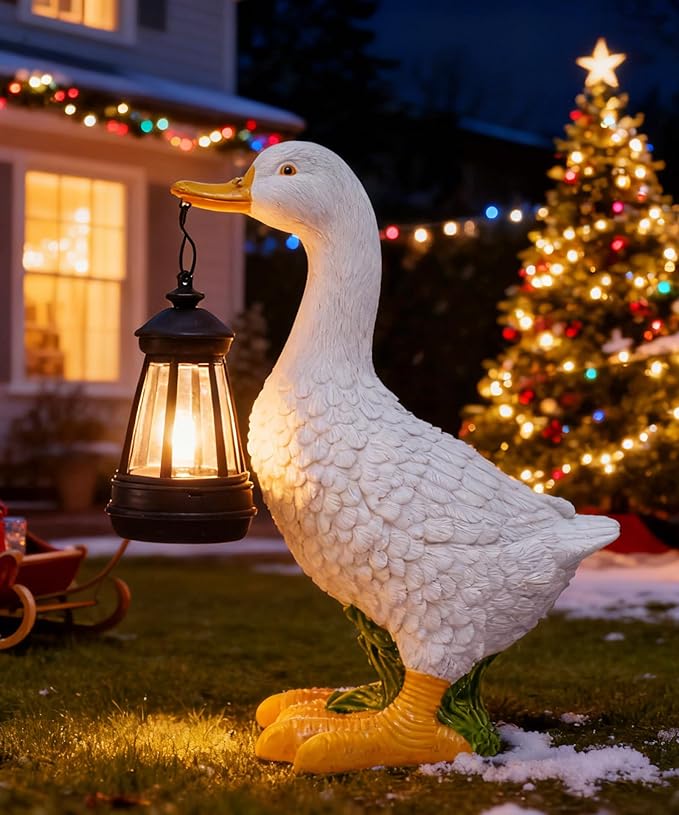 Nacome Solar Goose Outdoor Statues for Garden: Porch Decor with Warm Lantern Clearance for Outside Yard Art Lawn Ornaments Patio Balcony - Gifts for Grandma Mom Women