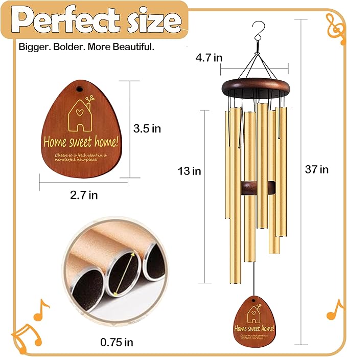 Housewarming Gifts for New Home, Home Sweet Home,House Warming Gift,New Home Gift Ideas,BestGifts for Housewarming,House Warming Gifts for Women or Men,Home Sweet Home,37 Inch Wind Chimes