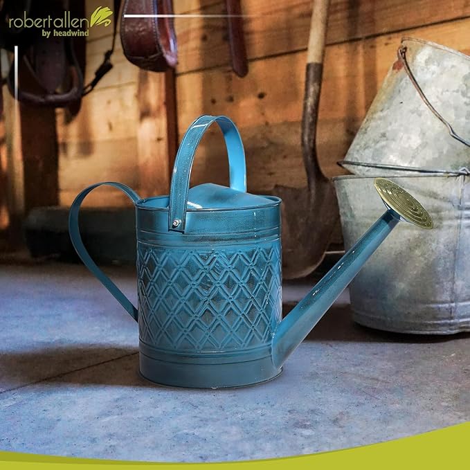 Headwind Wexley Metal Watering Can Outdoor – Mountain Blue Wave 2 Gallon Decorative Metal Watering Cans for Garden, Patio, and Indoor Plants – Durable, Stylish, and Easy to Use by Robert Allen