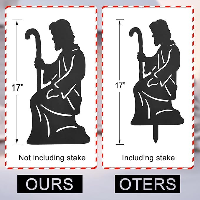 Nativity Silhouette Outdoor,Black Silhouette Nativity Scene for Yard Stake,Set of 3 Christmas Ornaments for Outside