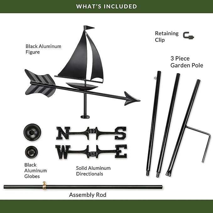 Good Directions Sailboat Weathervane with Gvarden Pole
