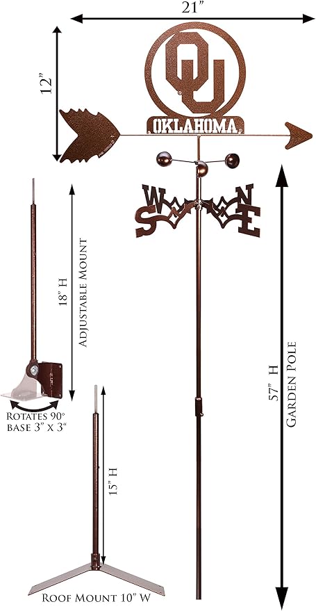 SWEN Products Oklahoma Sooner Weathervane Interchangeable Top Arrow Only