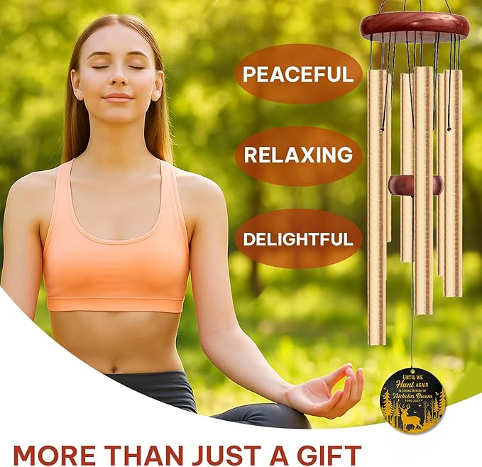 Personalized Hunting Memorial Wind Chime – “Until We Hunt Again” Wind Chimes – Custom Name & Years – Outdoor Sympathy Gift for Hunters, Dad, or Grandpa – Memorial Garden Remembrance Chime