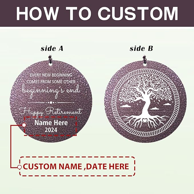 Personalized Wind Chimes 2025 Retirement, Retirement Gifts for Dad/Mom, Celebrate Retire, Custom Metal Retirement Wind Chimes for Woman/Man Outdoor 36inch (Produced in USA)