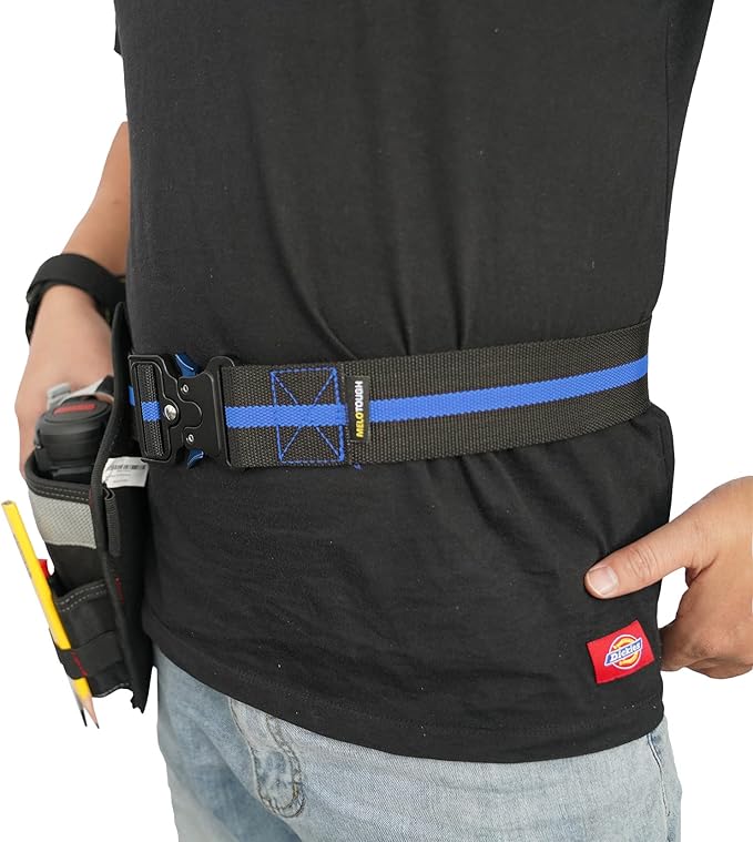 MELOTOUGH 2" Nylon Web Work Tool Belt for Men with Heavy Duty Quick Release Rugged Metal Buckle outdoor men's belt Tool Belts (Blue)