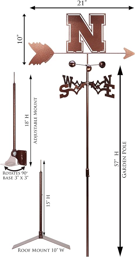SWEN Products Nebraska Huskers Weathervane Interchangeable Top Arrow Only