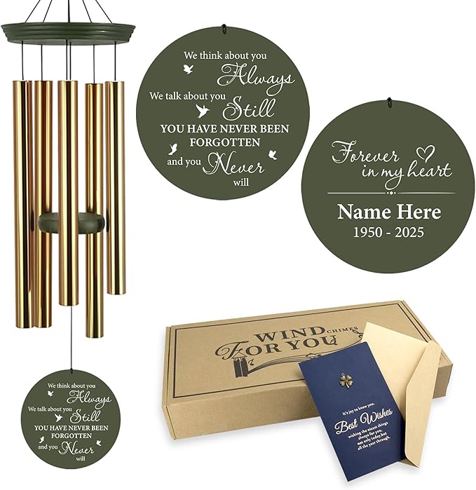 ASTARIN Personalized Memorial Wind Chimes, 30inch/36inch Memorial Wind Chimes, Custom Sympathy Gifts in Loving Memory of Dad/Mom, Condolences Wind Chime for Loss of Loved Ones(Produced in USA)