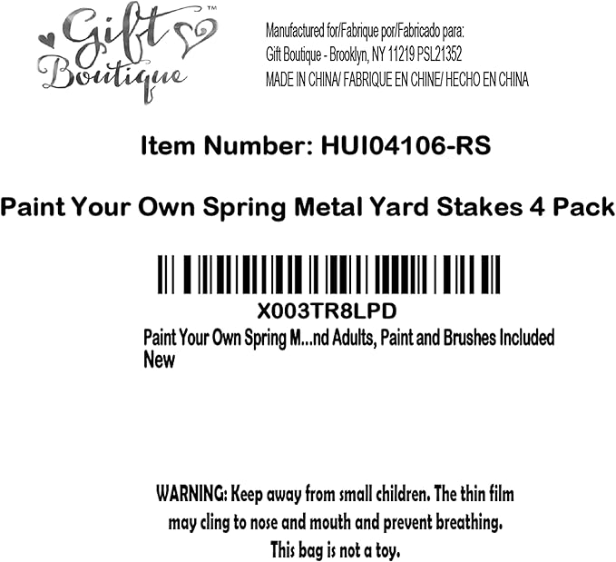 Gift Boutique Paint Your Own Metal Yard Stakes – 4 Pack Butterfly, Bee, Ladybug, Flower Garden Decor Craft Kit for Kids & Adults, Spring/Summer