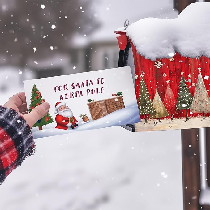 Nanikore Christmas Mailbox Cover Magnetic Standard Size 21 X 18 Winter Christmas Tree Snowflake Waterproof Post Box Cover Wraps Garden Yard Decor for Outdoor