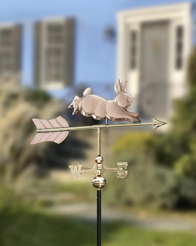 Good Directions Rabbit Garden Weathervane, Polished Copper, Includes Garden Pole