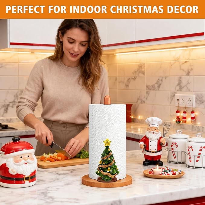 Christmas Kitchen & Bathroom Decor, 3D Christmas Tree Decorations for Kitchen Countertop & Table, Cute Paper Towel Holder Countertop, Winter Xmas Gift for Women, Housewarming Gifts New Home