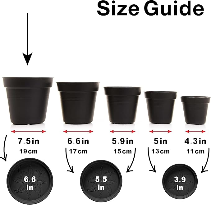 Mintra Home Garden Pots 4pk - Flowers, Herbs, Plants, Indoor, Outdoor, Colorful, Wholesale, Bulk (Fuchsia, 19cm Diameter (7.5in))