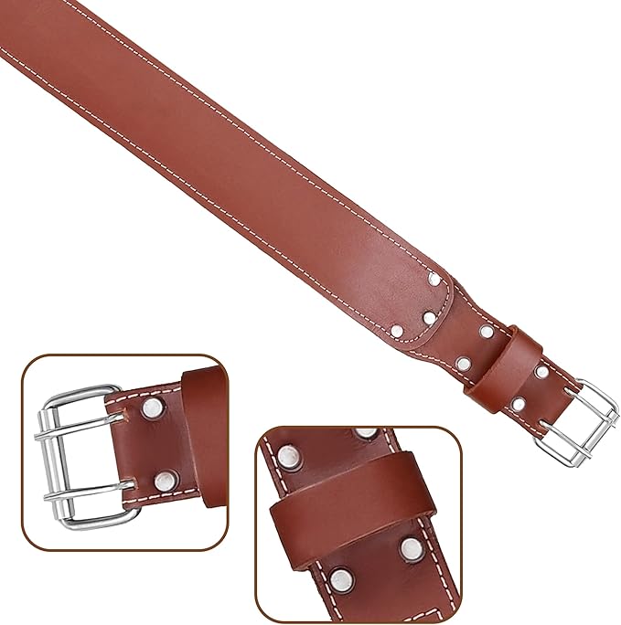 Leather tool belt for men grain leather work belts | 3 inch carpenter constaraction belt multipurpose along with foam padded tool belt 34" to 49"