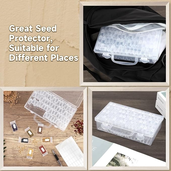 64-Box Seed Container With Transparent Case, Seed Storage With Label Stickers, Handy Organizer For Flower And Plant Seeds