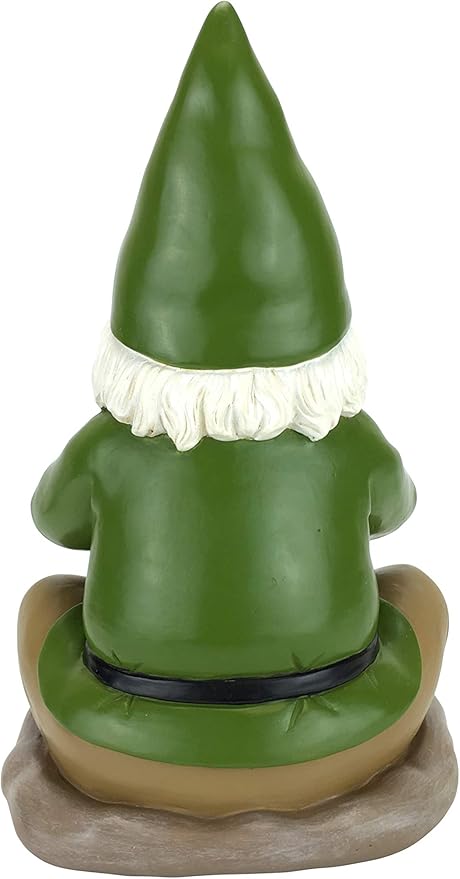 GlitZGlam Zen Gnome and Zen Frog - Namaste– Tranquility and Peacefulness for Your Fairy Garden and Garden Gnomes A Large 9¼ Inches Tall Miniature Gnome Figurine