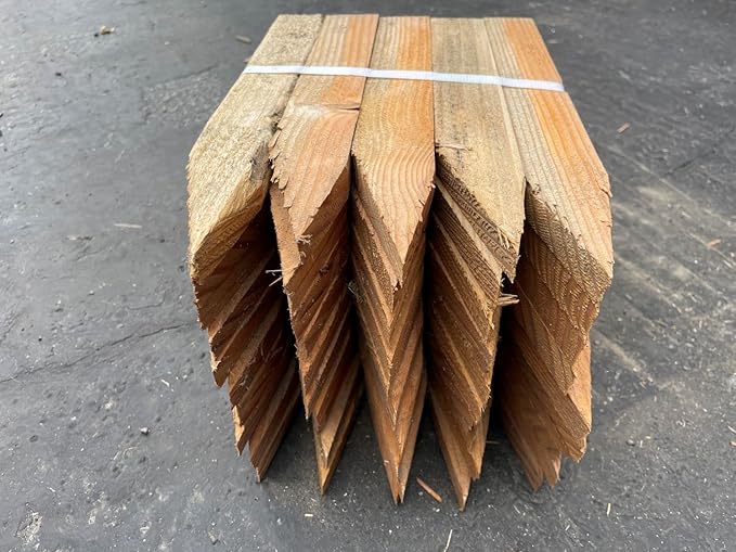Sandbaggy 12" Wooden Grading Stakes - Heavy Duty Stakes for Construction, Gardening, Surveying, Concrete Forms - Chisel Point, Douglas Fir Wood - Made in The USA (100)