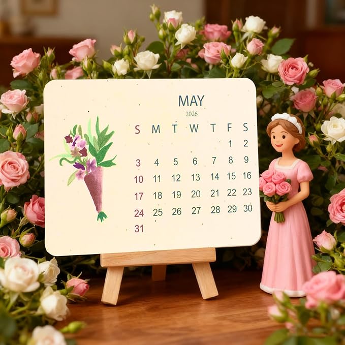 Eco-Friendly Plantable Love Seed Calendar 2026, Month Biodegradable Seed Paper Planner with Wildflower, Herb & Fruit Seeds for Home Decor and Adding Nature