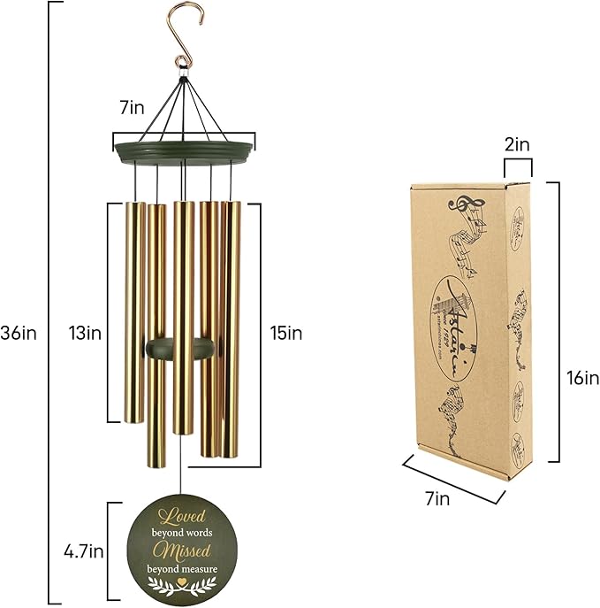 ASTARIN Memorial Angel 36" Wind Chimes, Personalized Name Sympathy Wind Chime, in Memory of Loss Mom Loved One, Large Deep Tone Bereavement Windchimes for Outside Clearance(Produced in USA)