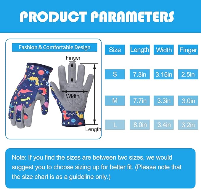 Baidast Gardening Gloves for Kids (10-12 Years Old), Garden Gloves for Kids Thorn Proof for Digging, Planting,Pruning