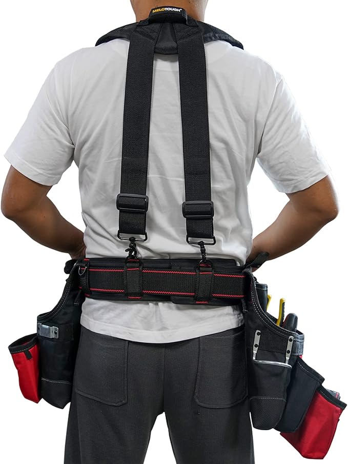 MELOTOUGH Padded Tool Belt with D ring for men construction Strong Durable Double Metal Roller Buckle,adjustable waist 44'-53'thick confortable foam padding (XXL)