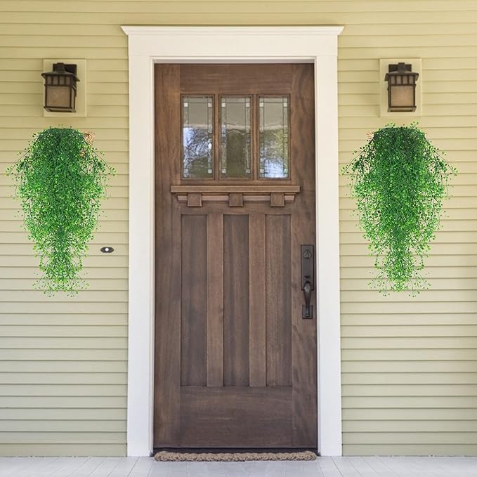 RECUTMS 4Pcs Artificial Hanging Plants Faux Hanging Greenery Ivy Decor Artificial Hanging Vines Plastic Plants for Indoor Outdoor Wall Home Garden Wedding Party Decor(Green 4P)