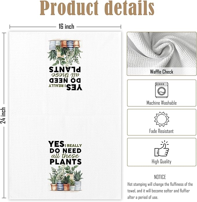 Plant Lover Gifts for Women, Yes I Really Do Need All These Plants Garden Kitchen Towels, Boho Plant Classroom Decor, Gifts for Gardeners Woman