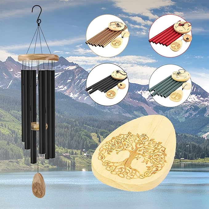 ASTARIN Windchimes Outdoors with Engraved Lifetree, Memorial Wind Chimes for Outside, 30 Inch Windchime Outdoor, Memorial Wind Chimes as Sympathy Gift, Outdoor Decorations for Your Garden, Patio.