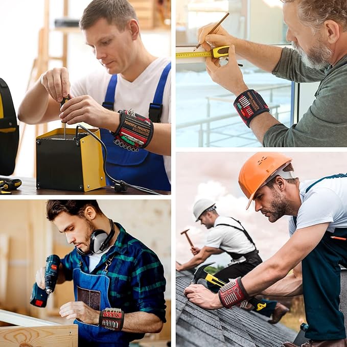 Stocking Stuffers for Men Women Gifts Magnetic Wristband: Men Gifts Tool Belt Magnet Wrist for Holding Screws Nails Christmas Gadget for Dad Adults Him Husband Who Have Everything (1)