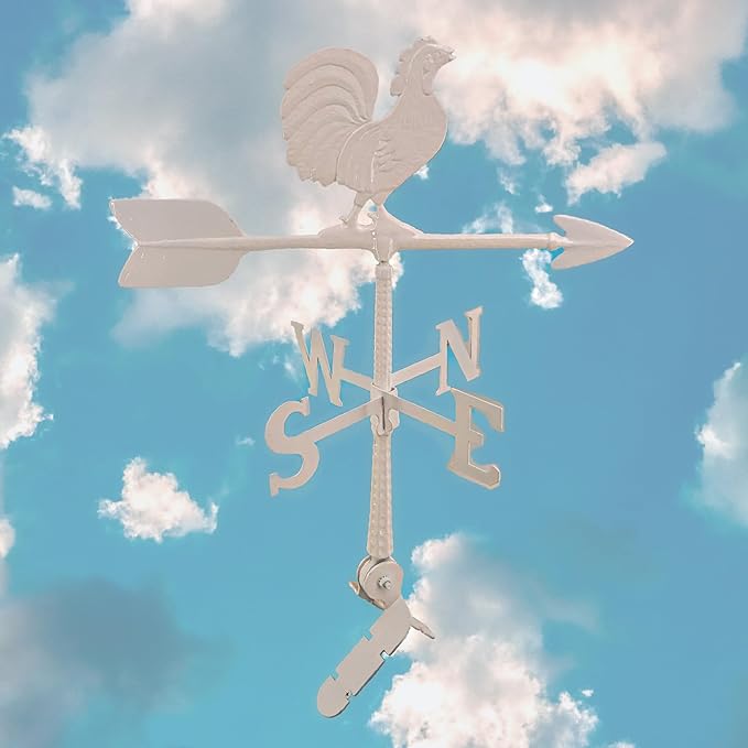 Montague Metal Products - Weathervane - Cast Aluminum Weathervane -Includes Roof Mount - 6 Colors Available (Rooster, White)