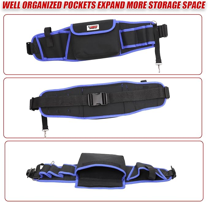 Tool Belt,600D Water-draining Oxford Cloth Tool Belts for Men,Electrician Tool Belt Widely Applied to Repairmen,Electrician,Carpenter,Construction(5 pockets)