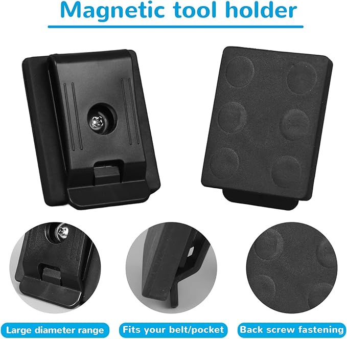 2PCS Magnetic Tool Holder Belt Clip Heavy Duty Belt Magnetic Tool Holder Organizer for Hammers Nails Screwdrivers Wrenches Metal Accessories