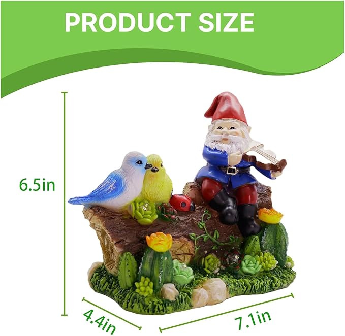 Garden Gnome Statues Decor with Solar Lights, Outdoor Decorations for Yard Porch Lawn Balcony Patio, Housewarming Gifts